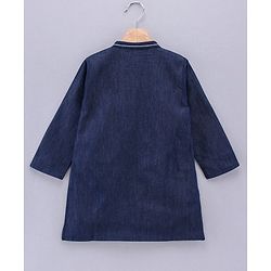 Babyhug Full Sleeves Solid Colour Kurta & Pyjama - Dark Blue White