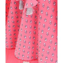 Babyhug Half Sleeves Kurti Churidar Set with Dupatta All Over Printed - Pink