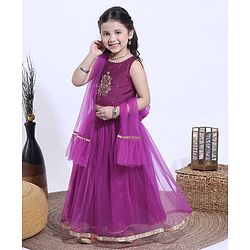 Babyhug Sleeveless Choli & Lehenga with Dupatta - Purple