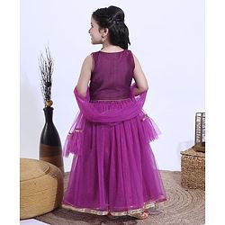Babyhug Sleeveless Choli & Lehenga with Dupatta - Purple