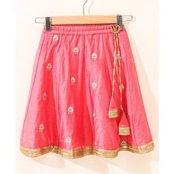 Babyhug Sleeveless Zari Embroidered Lehenga Choli With Dupatta - Fuschia Pink