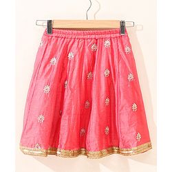 Babyhug Sleeveless Zari Embroidered Lehenga Choli With Dupatta - Fuschia Pink