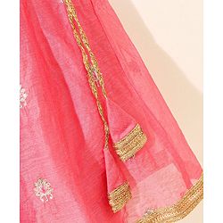 Babyhug Sleeveless Zari Embroidered Lehenga Choli With Dupatta - Fuschia Pink