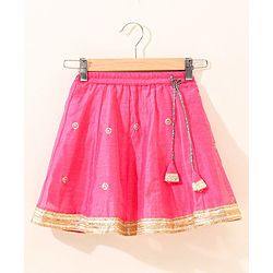 Babyhug Sleeveless Zari Embroidered Lehenga Choli With Dupatta - Fuschia Pink