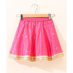Babyhug Sleeveless Zari Embroidered Lehenga Choli With Dupatta - Fuschia Pink