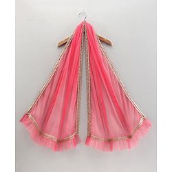 Babyhug Sleeveless Embroidered Choli Lehenga and Dupatta Set with Sequins - Coral