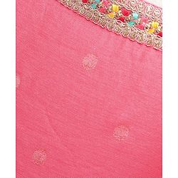 Babyhug Sleeveless Embroidered Choli Lehenga and Dupatta Set with Sequins - Coral
