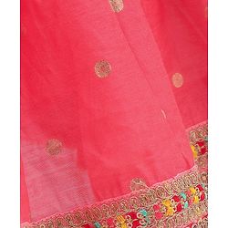 Babyhug Sleeveless Embroidered Choli Lehenga and Dupatta Set with Sequins - Coral