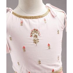 Babyhug Singlet Sleeves Embellished Choli and Shaded Lehenga with Bordered Dupatta - White Orange