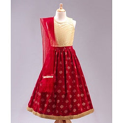 Babyhug Sleeveless Choli & Lehenga with Dupatta - Maroon