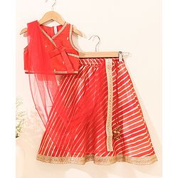 Babyhug Sleeveless Choli & Lehenga with Dupatta - Red
