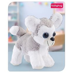 Babyhug Glittery Eyes Husky Dog Plush Toy | Soft, Cuddly Stuffed Animal For Kids | Perfect Birthday & Special Occasion Gift | Ideal Comfort Companion & Nursery Décor | White & Grey | BIS Certified