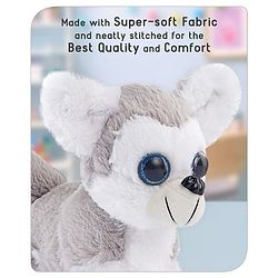 Babyhug Glittery Eyes Husky Dog Plush Toy | Soft, Cuddly Stuffed Animal For Kids | Perfect Birthday & Special Occasion Gift | Ideal Comfort Companion & Nursery Décor | White & Grey | BIS Certified