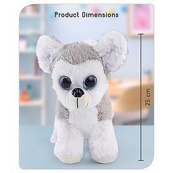 Babyhug Glittery Eyes Husky Dog Plush Toy | Soft, Cuddly Stuffed Animal For Kids | Perfect Birthday & Special Occasion Gift | Ideal Comfort Companion & Nursery Décor | White & Grey | BIS Certified