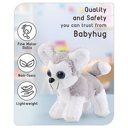 Babyhug Glittery Eyes Husky Dog Plush Toy | Soft, Cuddly Stuffed Animal For Kids | Perfect Birthday & Special Occasion Gift | Ideal Comfort Companion & Nursery Décor | White & Grey | BIS Certified