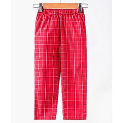 Babyhug Full Sleeves Woven Checked Shirt & Pyjama Set - Red