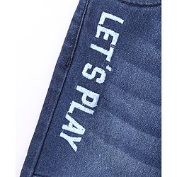 Babyhug Full Length Washed Jeans With Drawstring Text Print - Blue