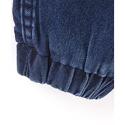 Babyhug Full Length Washed Jeans With Drawstring Text Print - Blue