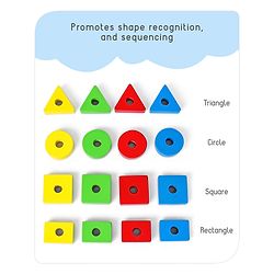 Babyhug Premium Wooden 16 pcs - 4 Shapes Sorting and Stacking See Saw Multicolor Toy| Educational Geometric Blocks Puzzle| BIS Certified| Non-Toxic| 3 Years+