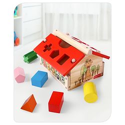 Babyhug Montessori  My First Wooden Stacking Hut Shape Sorter - Multicolour