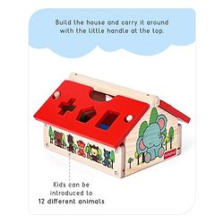 Babyhug Montessori  My First Wooden Stacking Hut Shape Sorter - Multicolour