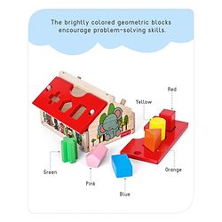 Babyhug Montessori  My First Wooden Stacking Hut Shape Sorter - Multicolour