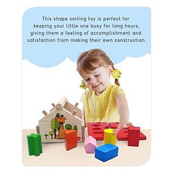 Babyhug Montessori  My First Wooden Stacking Hut Shape Sorter - Multicolour