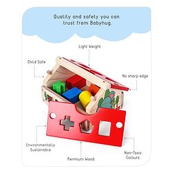Babyhug Montessori  My First Wooden Stacking Hut Shape Sorter - Multicolour