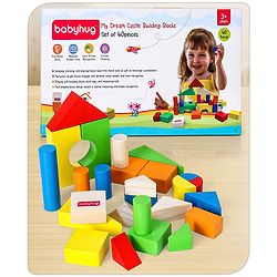 Babyhug Premium 40 pcs Colorful Wooden Building Blocks| Montessori Educational Building Construction, Stacking and Creative Toy| BIS Certified| 3 Years+