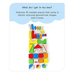 Babyhug Premium 40 pcs Colorful Wooden Building Blocks| Montessori Educational Building Construction, Stacking and Creative Toy| BIS Certified| 3 Years+