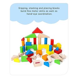 Babyhug Premium 40 pcs Colorful Wooden Building Blocks| Montessori Educational Building Construction, Stacking and Creative Toy| BIS Certified| 3 Years+