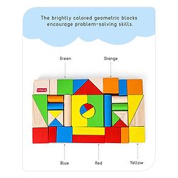 Babyhug Premium 40 pcs Colorful Wooden Building Blocks| Montessori Educational Building Construction, Stacking and Creative Toy| BIS Certified| 3 Years+