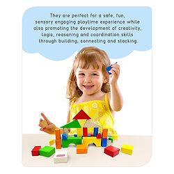 Babyhug Premium 40 pcs Colorful Wooden Building Blocks| Montessori Educational Building Construction, Stacking and Creative Toy| BIS Certified| 3 Years+