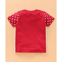 Babyhug Half Sleeves Color Block Tee Stars Print - Grey Red