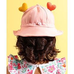 Babyhug Cotton Bucket Hats Embroidered Pink - Diameter 15 cm