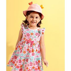 Babyhug Cotton Bucket Hats Embroidered Pink - Diameter 15 cm