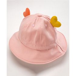 Babyhug Cotton Bucket Hats Embroidered Pink - Diameter 15 cm