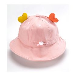 Babyhug Cotton Bucket Hats Embroidered Pink - Diameter 15 cm