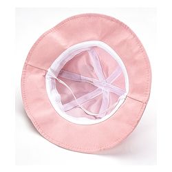 Babyhug Cotton Bucket Hat Bear Embroidered Light Pink - Diameter 16 cm