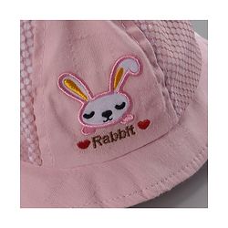 Babyhug Cotton Bucket Hats Rabbit Embroidered Dark Pink - Diameter 16 cm