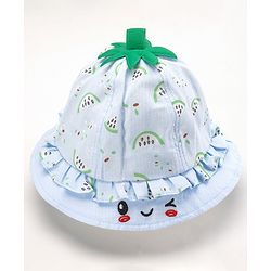 Babyhug Cotton Bucket Hats Watermelon Printed Blue - Diameter 15.5 cm