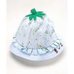 Babyhug Cotton Bucket Hats Watermelon Printed Blue - Diameter 15.5 cm