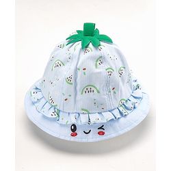 Babyhug Cotton Bucket Hats Watermelon Printed Blue - Diameter 15.5 cm