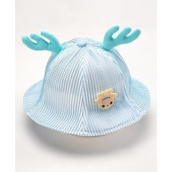 Babyhug Cotton Bucket Hats Embroidered Blue - Diameter 16 cm