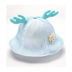 Babyhug Cotton Bucket Hats Embroidered Blue - Diameter 16 cm