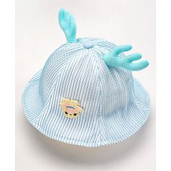 Babyhug Cotton Bucket Hats Embroidered Blue - Diameter 16 cm