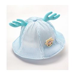 Babyhug Cotton Bucket Hats Embroidered Blue - Diameter 16 cm