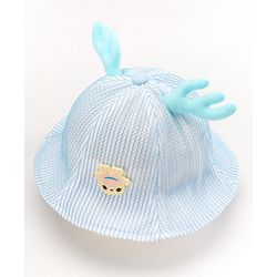 Babyhug Cotton Bucket Hats Embroidered Blue - Diameter 16 cm