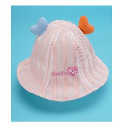 Babyhug Cotton Bucket Hats Rabbit Embroidered Pink - Diameter 16 cm