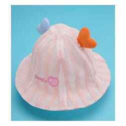 Babyhug Cotton Bucket Hats Rabbit Embroidered Pink - Diameter 16 cm